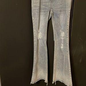 Turquoise Haven Flare Leg Blue Jean with Elastic Waist